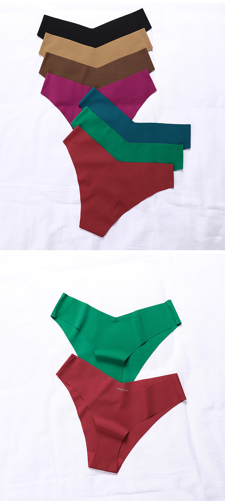 欧美大码无痕冰丝内裤女士V型腰边 一片式纯棉裆透气女士三角内裤详情11