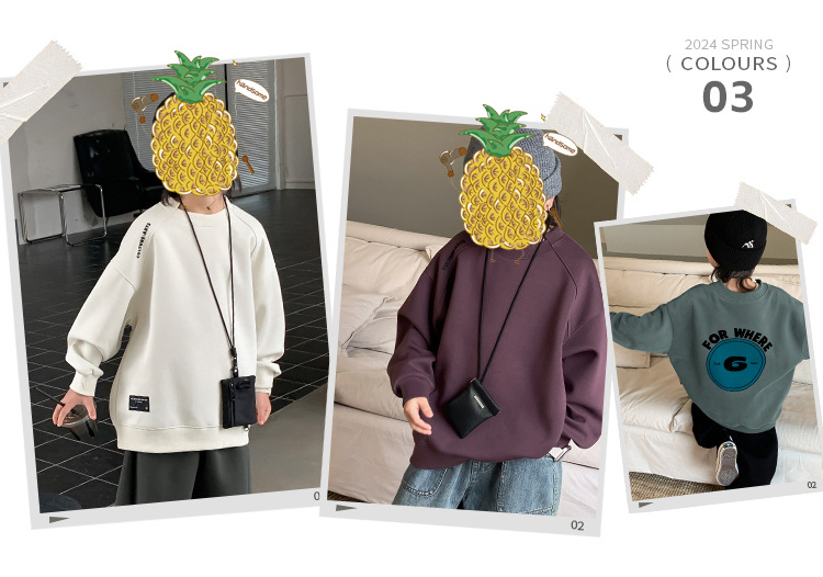 童装2024新款卫衣儿童卫衣男童时髦潮打底衫韩版宝宝上衣男孩宽松详情1