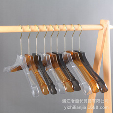 网红仿亚克力衣架透明水晶衣服架服装店塑料轻奢女装衣挂裤夹批发详情9