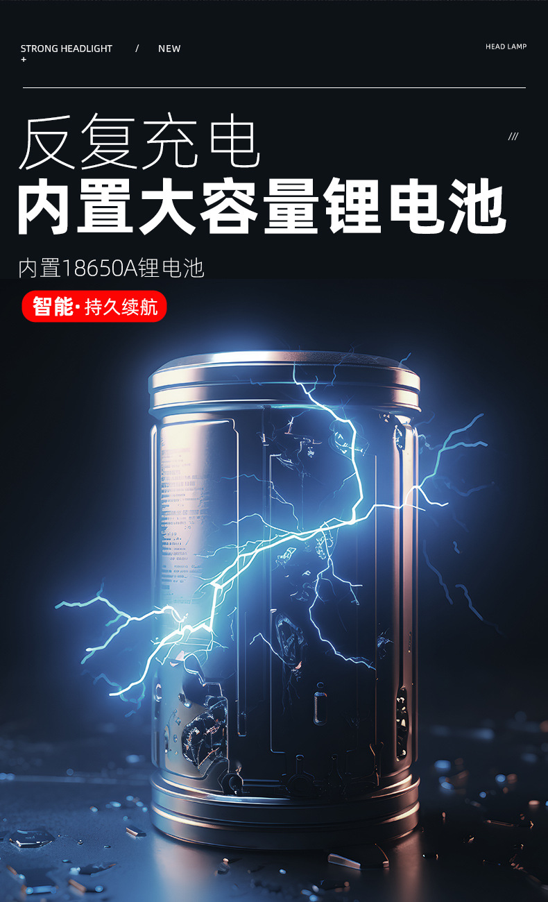 长续航锂电强光头灯超亮充电防水头戴式头灯钓鱼夜钓LED感应头灯详情8