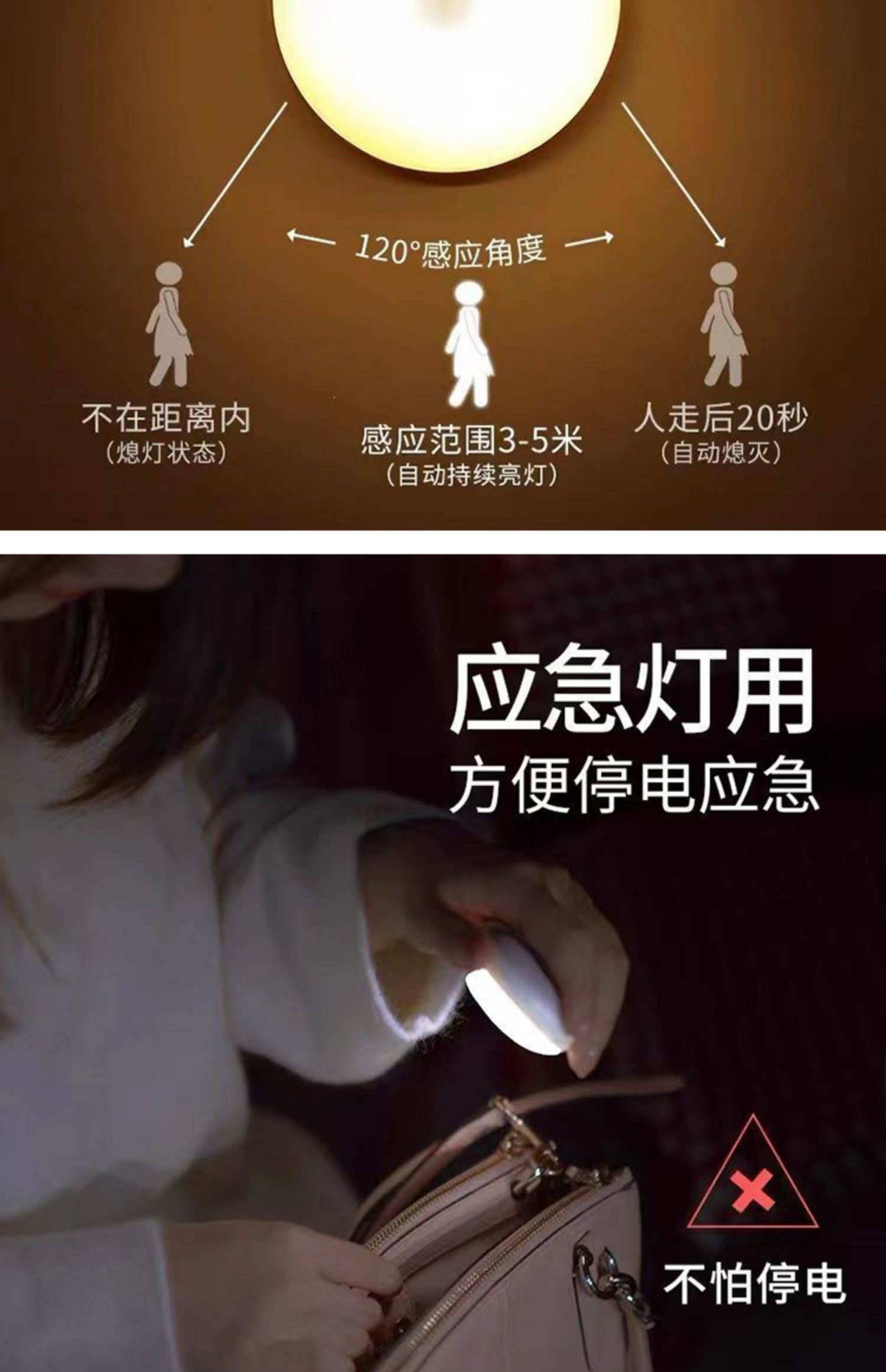 Automatic human body sensor light, night light, bedside charge in the bedroom, turns on as soon as people arrive, bathroom staircase night light, sleep at night pic 27