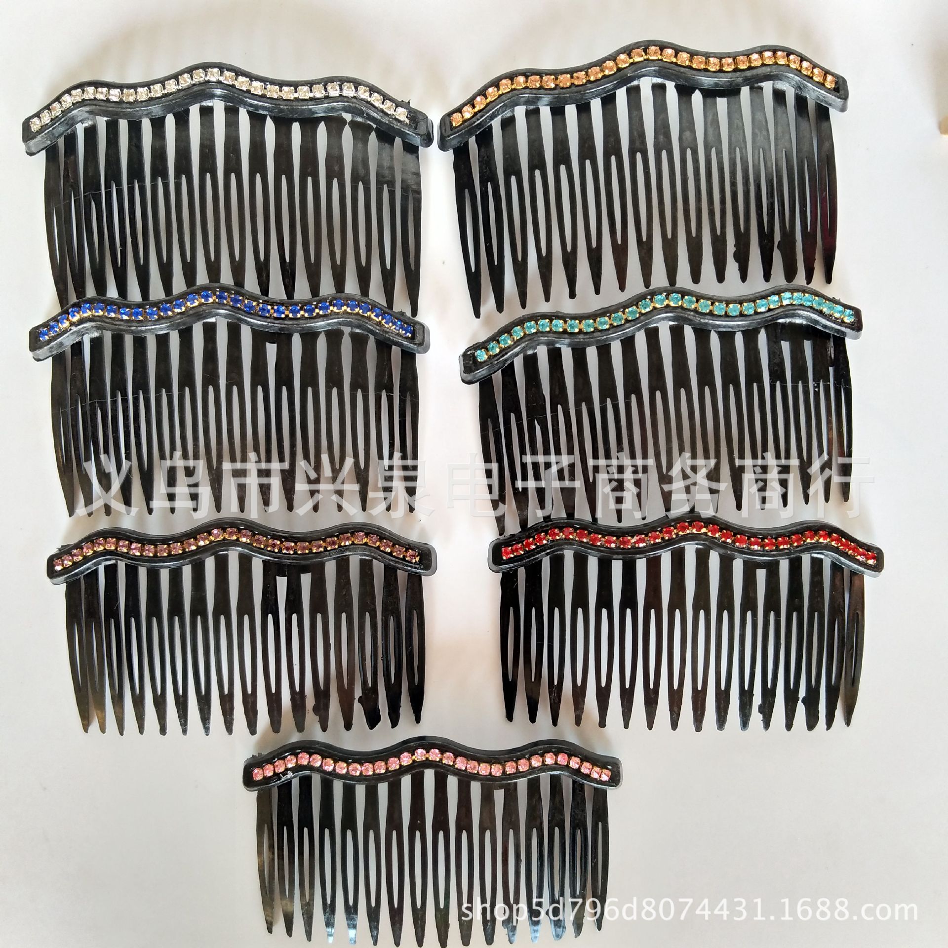 Special batch of 1-yuan accessories for single-row hair combs with diamonds and straight or wavy hair clips pic 2