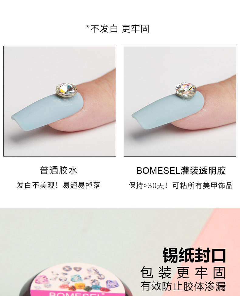 Nail art accessory diamond glue, firm can, transparent non-flowing multi-functional filling glue, phototherapy glue 8g pic 25