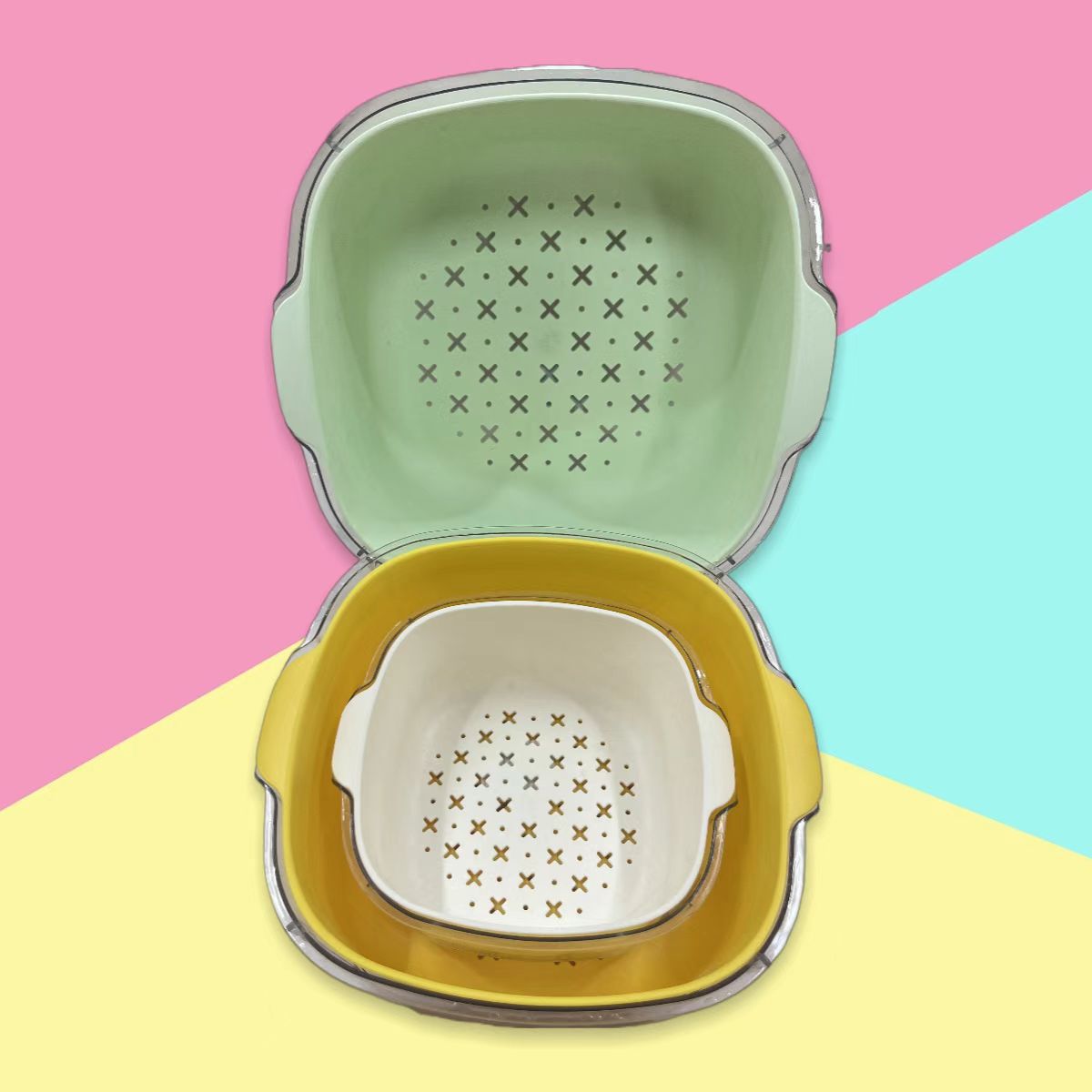 家用多功能沥水篮双层 厨房洗菜篮子现货加厚塑料滤水篮水果沥水详情6