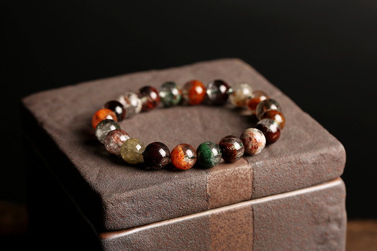 Natural raw mineral green ghost bracelet, color Ghost single-loop bracelet, about 9-10mm, crystal transparent treasure basin pic 6