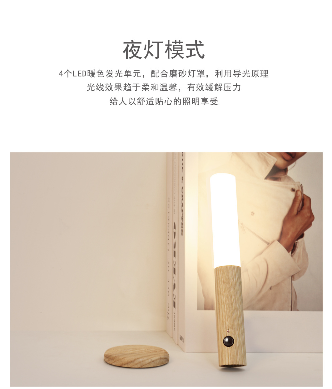 走廊智能人体感应灯led充电小夜灯楼梯走廊带人体感应水晶灯壁灯详情2