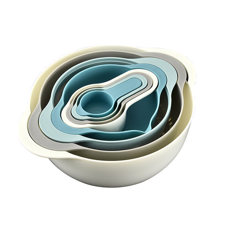 PP Rainbow Plate Measuring Spoon Measuring Cup Set 8-piece Rainbow Kitchenware Bowl Multi-functional Baking Tool Set pic 1