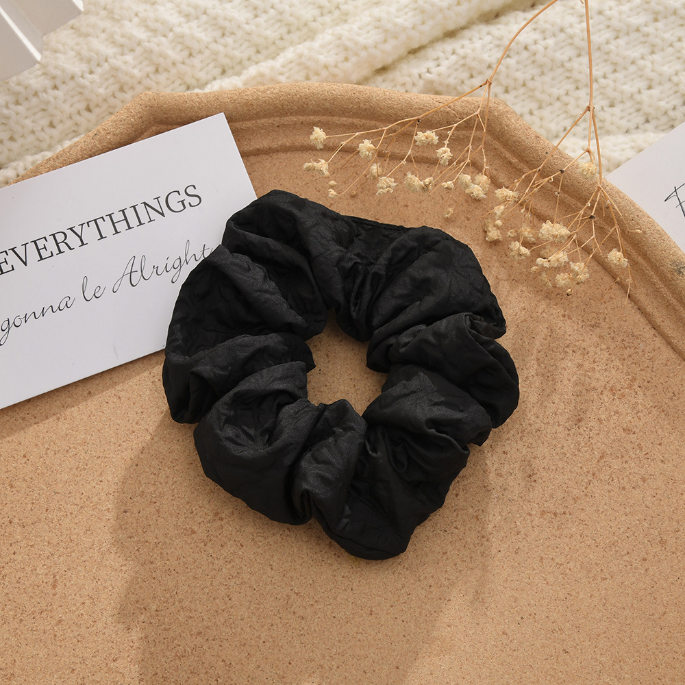 French-style large embossed design, high-end feel, solid color fat intestine rings, simple and elegant style, hair bands, hair ties, ponytail, factory batch pic 4