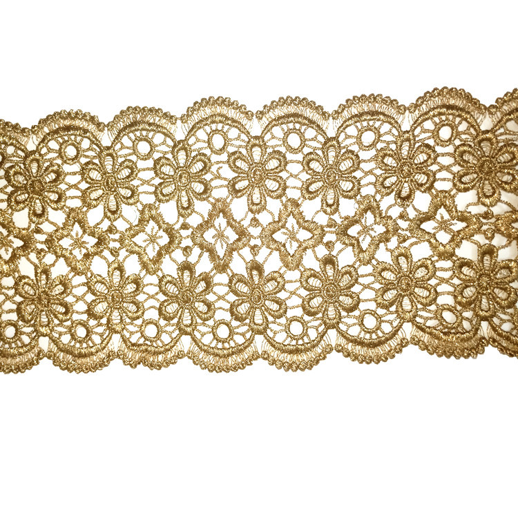 Factory direct sales of lace, wide edge gold thread, double-sided water-soluble lace, embroidery, hollowed-out embroidery, clothing accessories, lace flowers pic 10