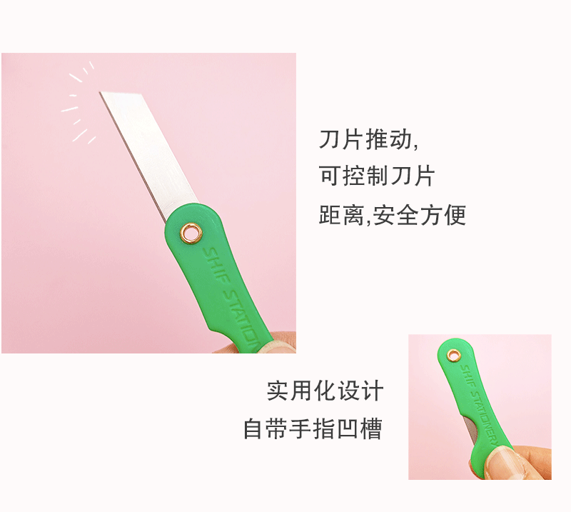Colorful plastic knife, student pencil knife, utility knife, portable mini folding pencil sharpener, express delivery unboxing knife pic 12