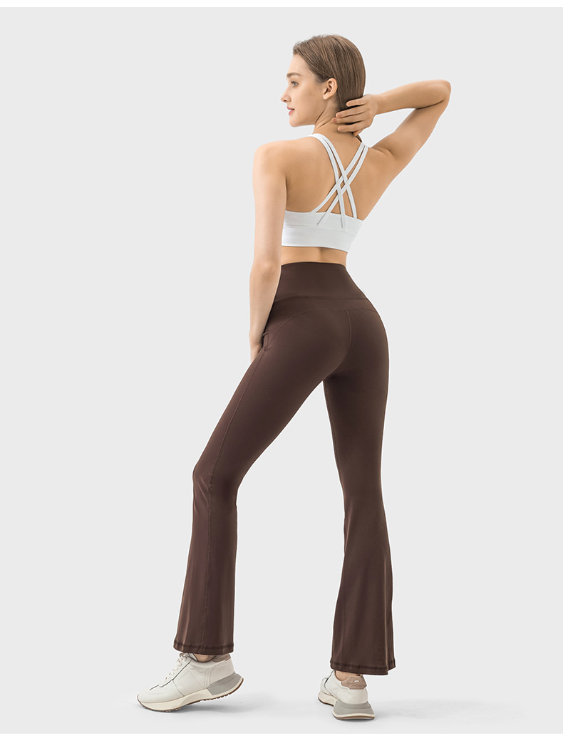 New versatile flared pants for outerwear, fashionable, slimming, elastic high-waisted, hip-lifting, nude yoga pants for women DL204 pic 19