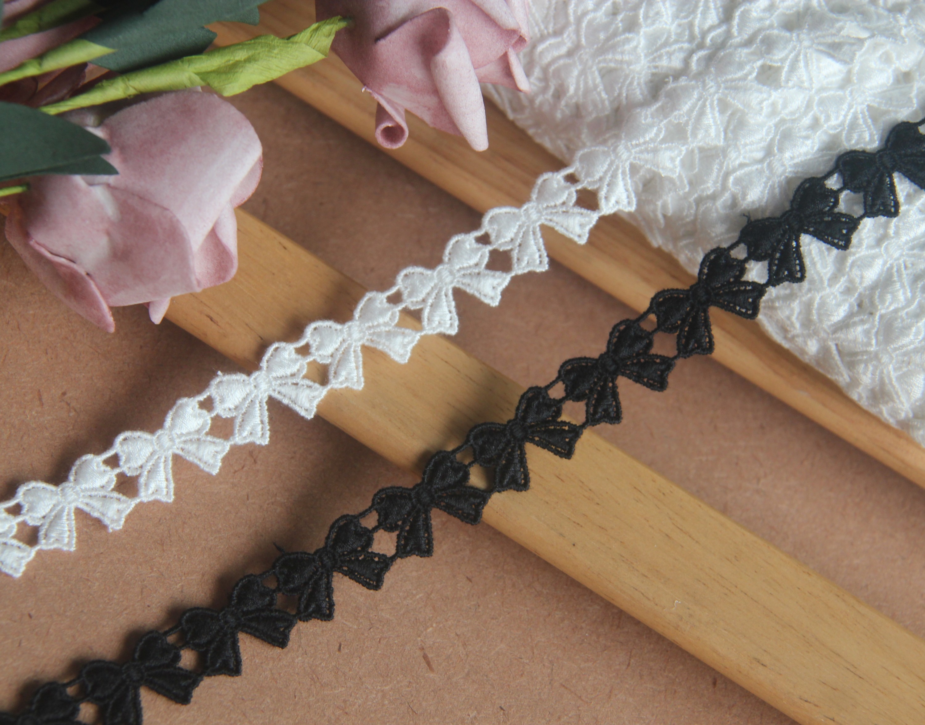 F16G3蕾丝花边手工DIY辅料 日版水溶 丝光棉 蝴蝶结 宽1cm工艺品详情3