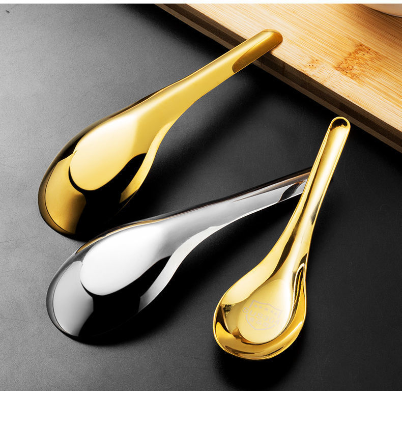 304 stainless steel spoon, thickened Chinese flat-bottomed spoon, household adult and children's tableware, soup spoon, stirring spoon with logo printing pic 23