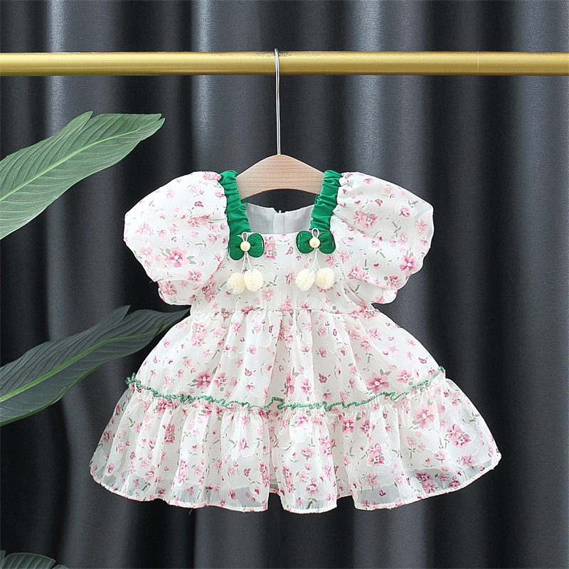 女幼童连衣裙夏装夏天洋气短袖碎花2023款公主可爱女童裙子批发潮详情4