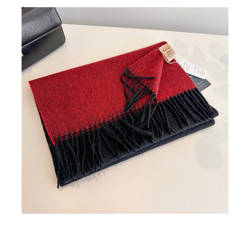 2023流苏拼色羊毛围巾双面披肩两用情侣外搭保暖围脖冬详情18