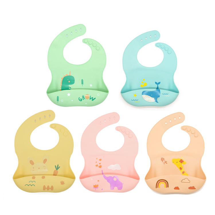 3D New animal cartoon series silicone bibs, baby food bibs, waterproof silicone bibs for babies to eat pic 1