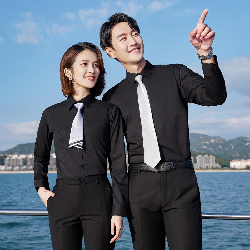 春秋男士职业装长袖衬衫平纹弹力男女同款工作服正装衬衣厂家直销详情18