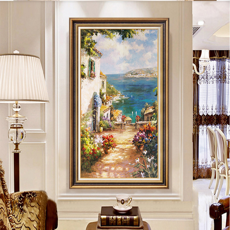 American-style entrance foyer hanging paintings, modern art, European-style vertical corridor and passageway decorative paintings, grand murals, large size pic 36