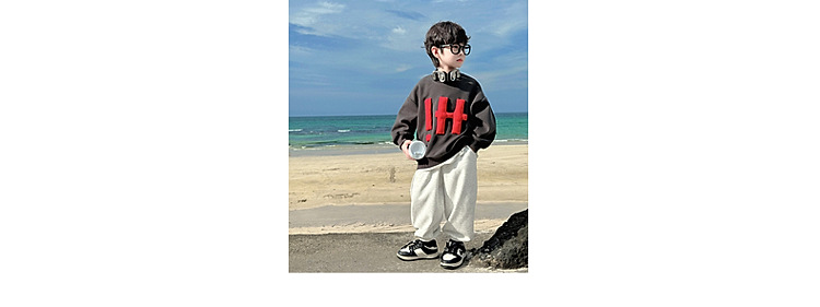 童话记忆2024秋季新款童装儿童韩版纯色卫衣贴布绣男童字母上衣潮详情4