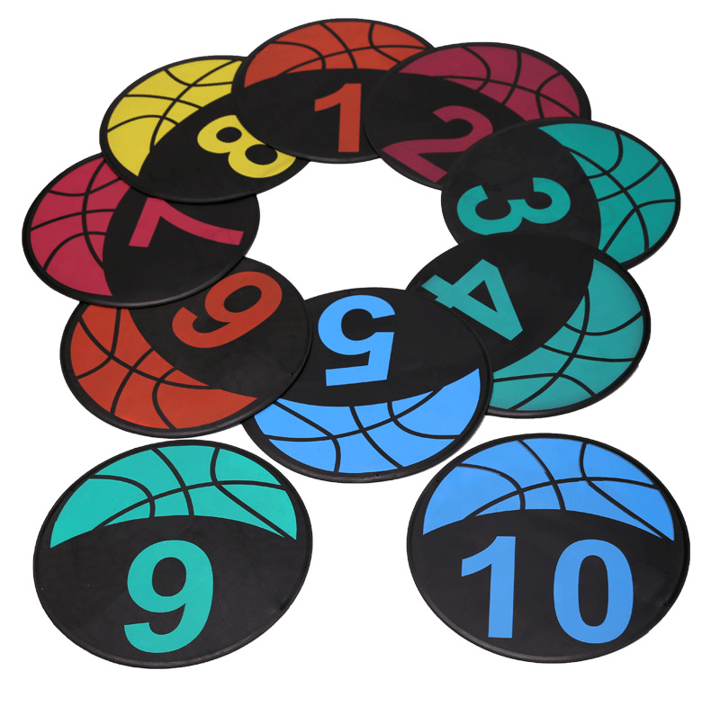 23cm训练篮球地垫 数字1-10标志盘 足球篮球数字标志碟 不干胶标签 地标垫 助力运动训练详情10