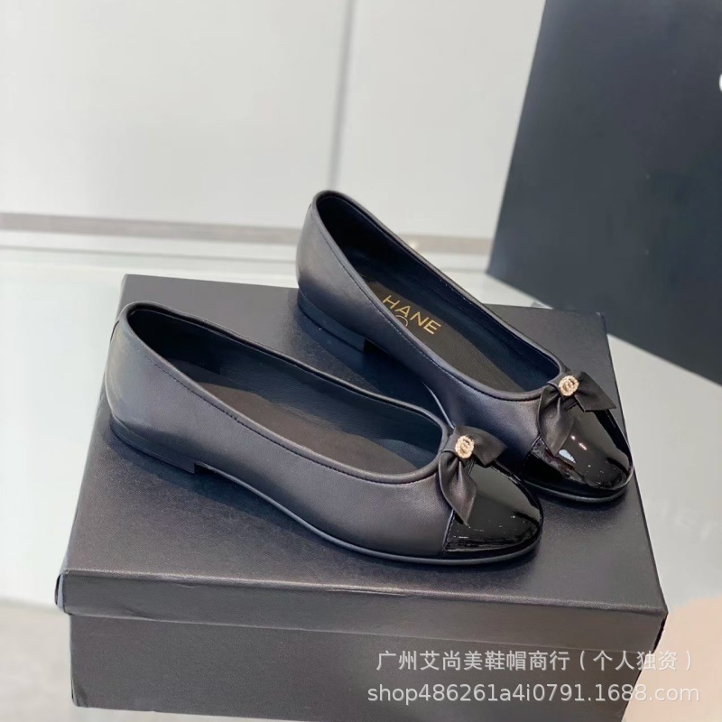 小香风蝴蝶结芭蕾舞鞋2024年新款低跟真皮拼色浅口圆头气质单鞋女详情11