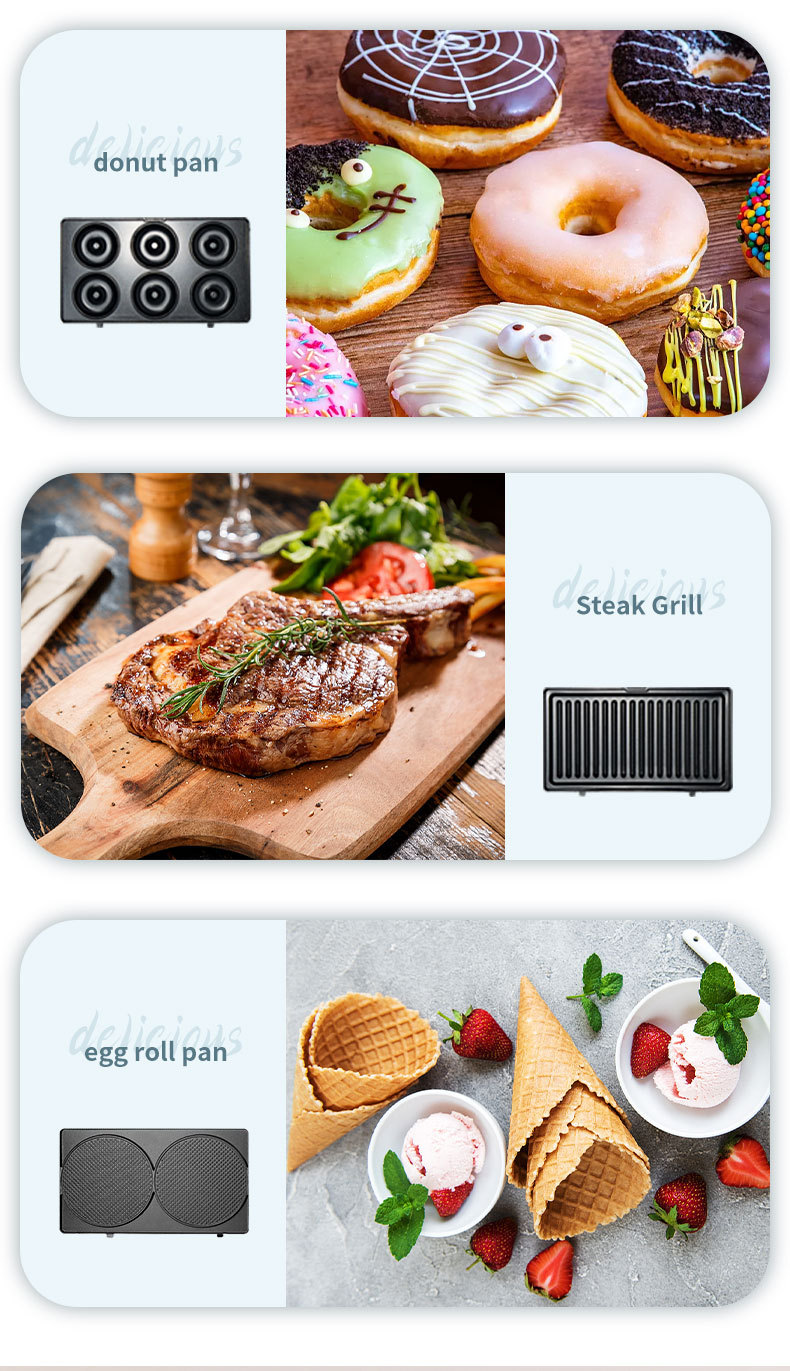 SOKANY140 Sandwich Machine, an 8-in-1 detachable plate cake, nut doughnut and waffle machine for foreign trade pic 7