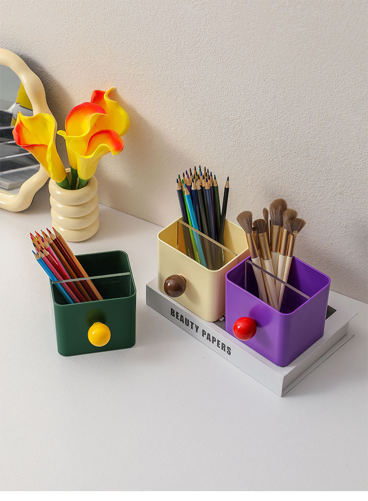 Minimalist style office stationery pen holder, office student desktop oil painting brush stationery storage and organization pen holder pic 6