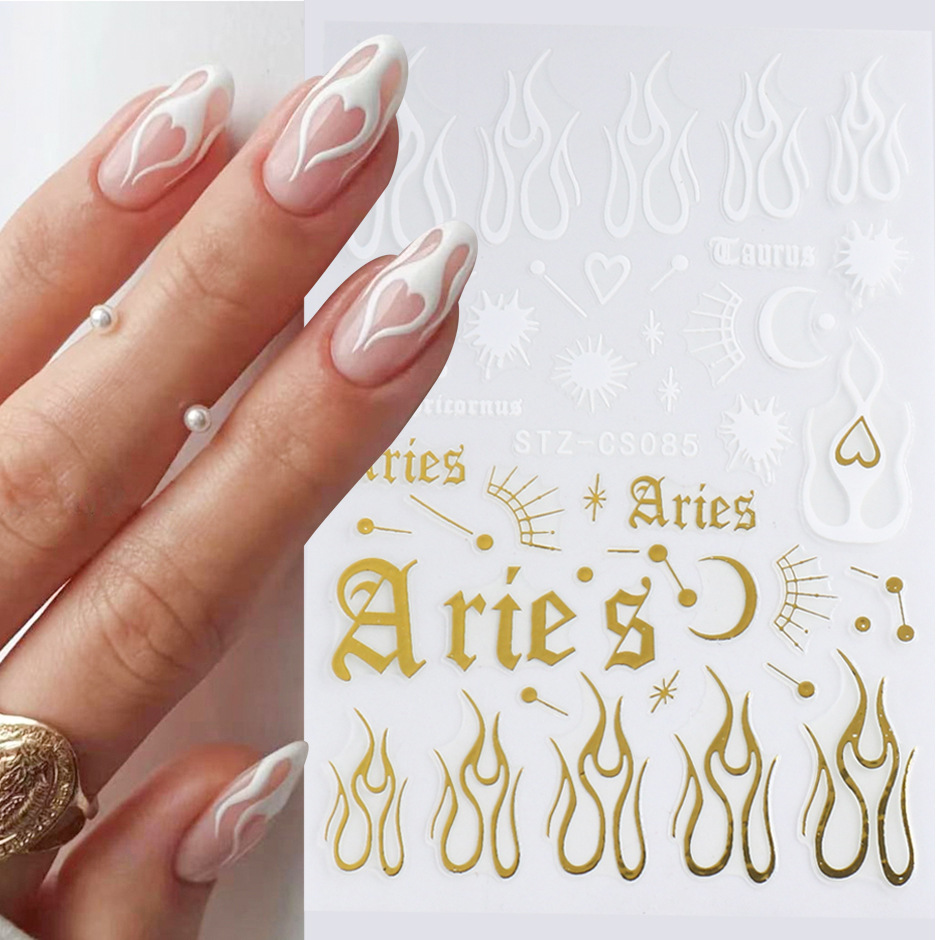 Cross-border new nail stickers ins Leaf Rose Heart Line Platinum Flame self-adhesive nail stickers shanilak pic 2