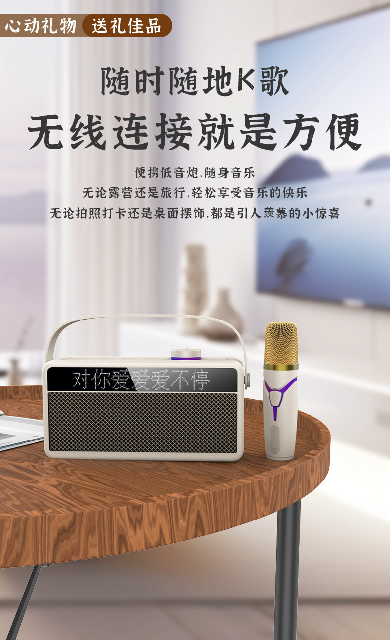 New 2024 smart Bluetooth speaker with lyrics display, outdoor home karaoke system with microphone pic 6