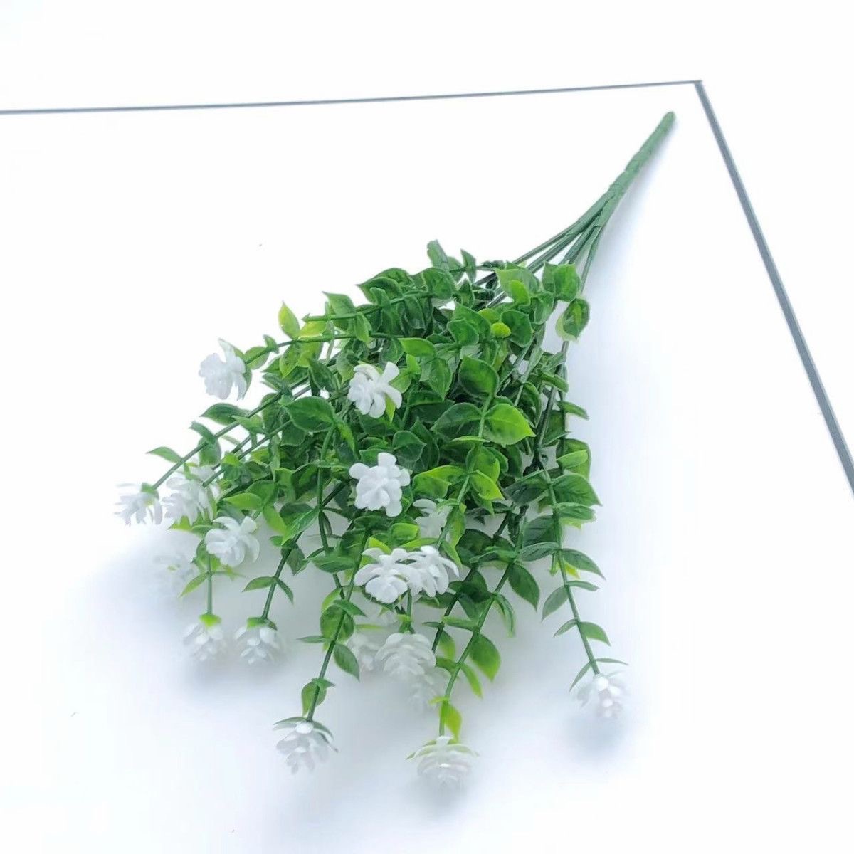 跨境人造绿植 7叉尤加利茶花 仿真花塑料花家居婚庆户外阳台植物详情14