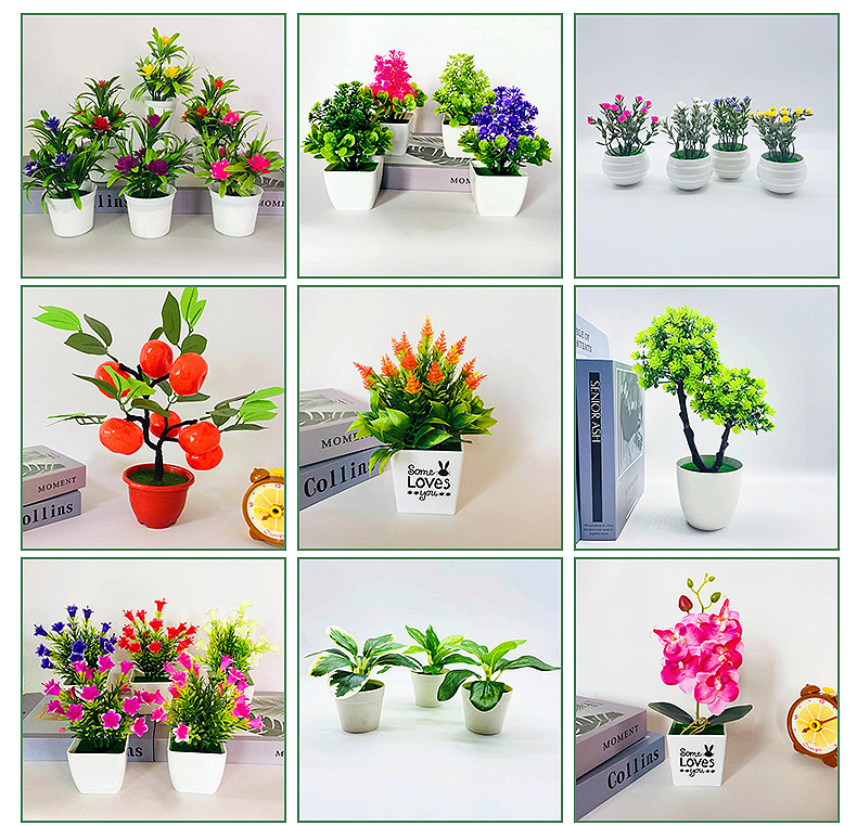 仿真盆栽假花盆景仿真绿植泡沫玫瑰花5朵泡沫花批发人造花摆件详情24