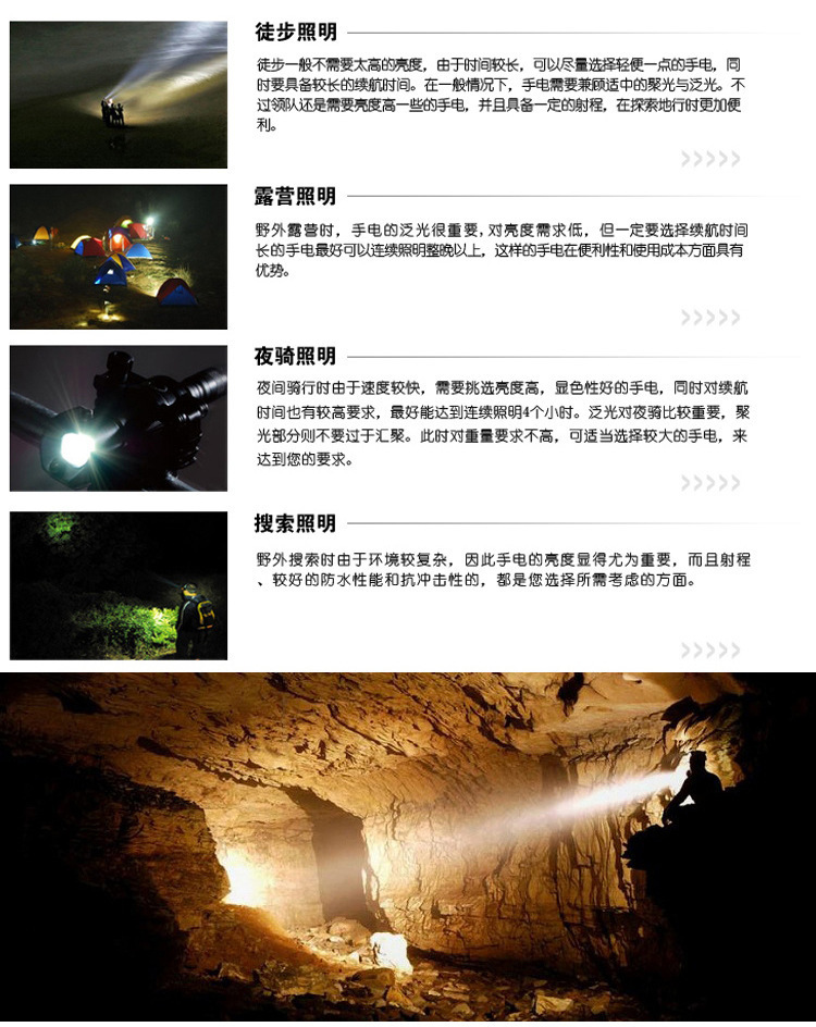 Gift flashlight, high-intensity aluminum alloy zoom three-speed LED small flashlight, retractable dry battery flashlight, waterproof pic 17
