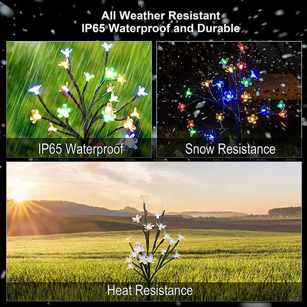Direct sales from the manufacturer of solar-powered cherry blossom lights, LED outdoor courtyard ground-penetrating lawn and garden branch and flower decorative lights pic 10
