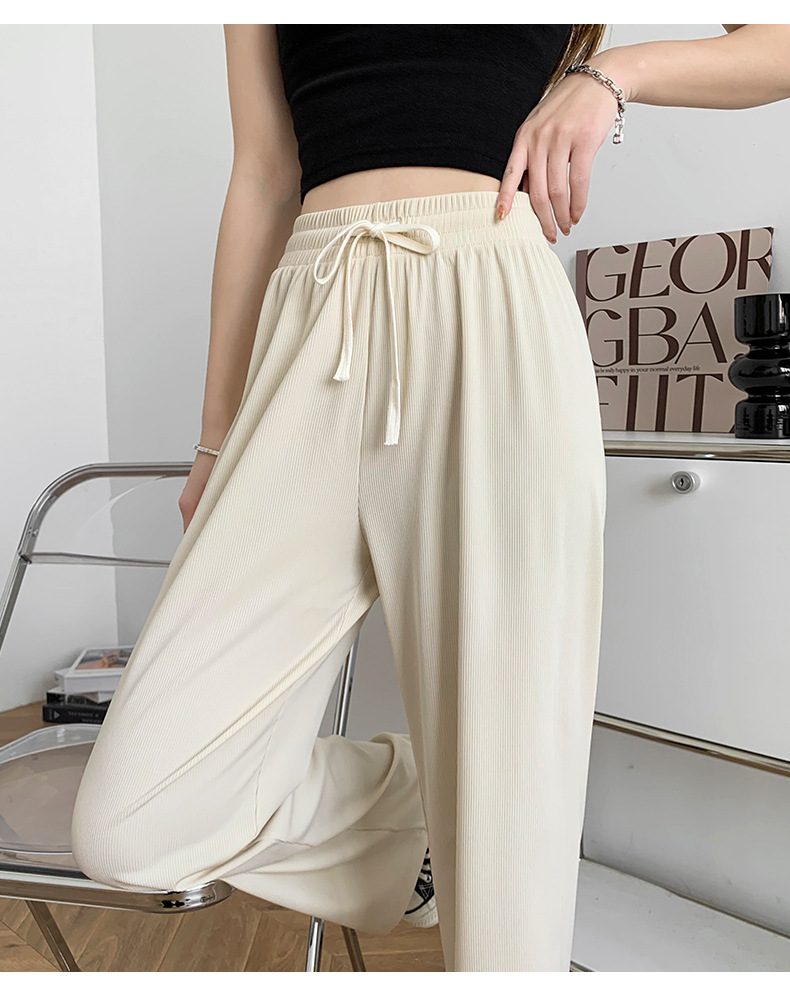 Ice silk wide-leg pants for women, long pants with a drooping effect, summer petite high-waisted slimming casual pants, loose straight-leg pants pic 16