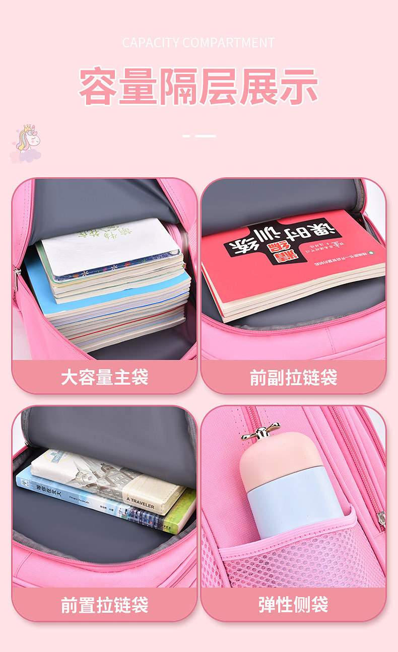 小学生书包儿童卡通书包双肩护脊减负代发批发印logo男女书包可爱详情9