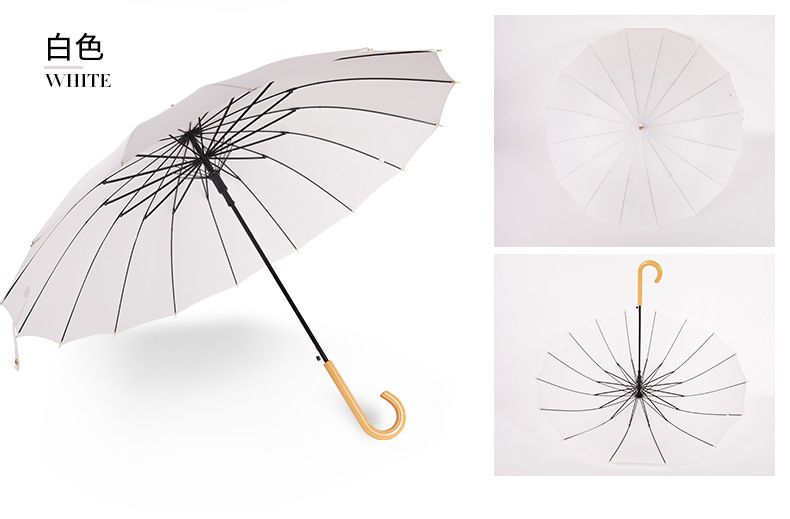 16-bone fiber bone-up fabric, plain and fresh wooden handle, photo landscape advertising umbrella in stock pic 8