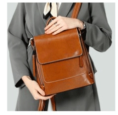 双肩包女2022新款真皮女包时尚油蜡牛皮双肩背包高级感女士背包详情22