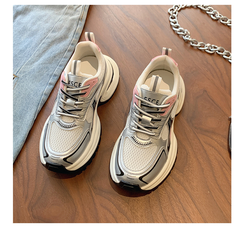 单网透气老爹鞋女2024年新款潮牌拼色厚底小个子百搭休闲运动鞋详情30