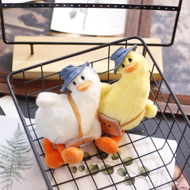 Cute and adorable little duck pendant on Instagram, plush toy figurine, creative cartoon yellow duck schoolbag hanging decoration pic 2