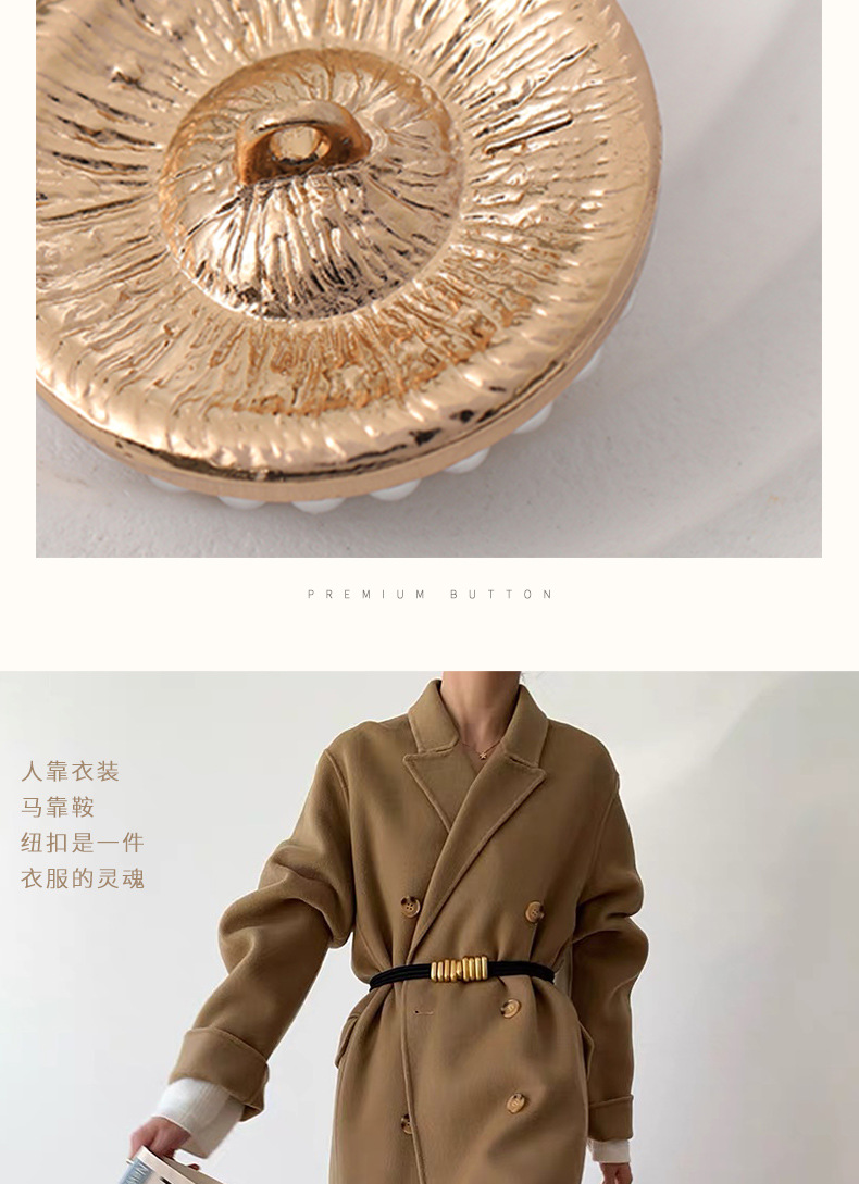 High-end button-down cashmere coat, suit jacket, Chanel style, luxurious diamond-encrusted rhinestone decoration, large buttons pic 8