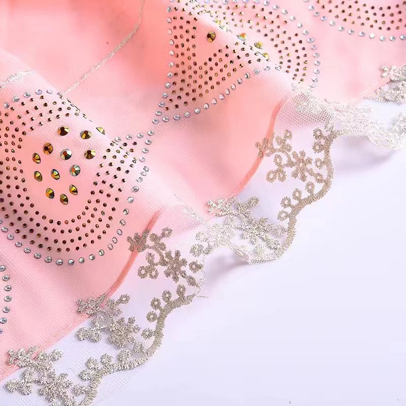 跨境中东阿拉伯新品头巾珍珠雪纺拼接蕾丝花边精品围巾爱心滴水钻详情9