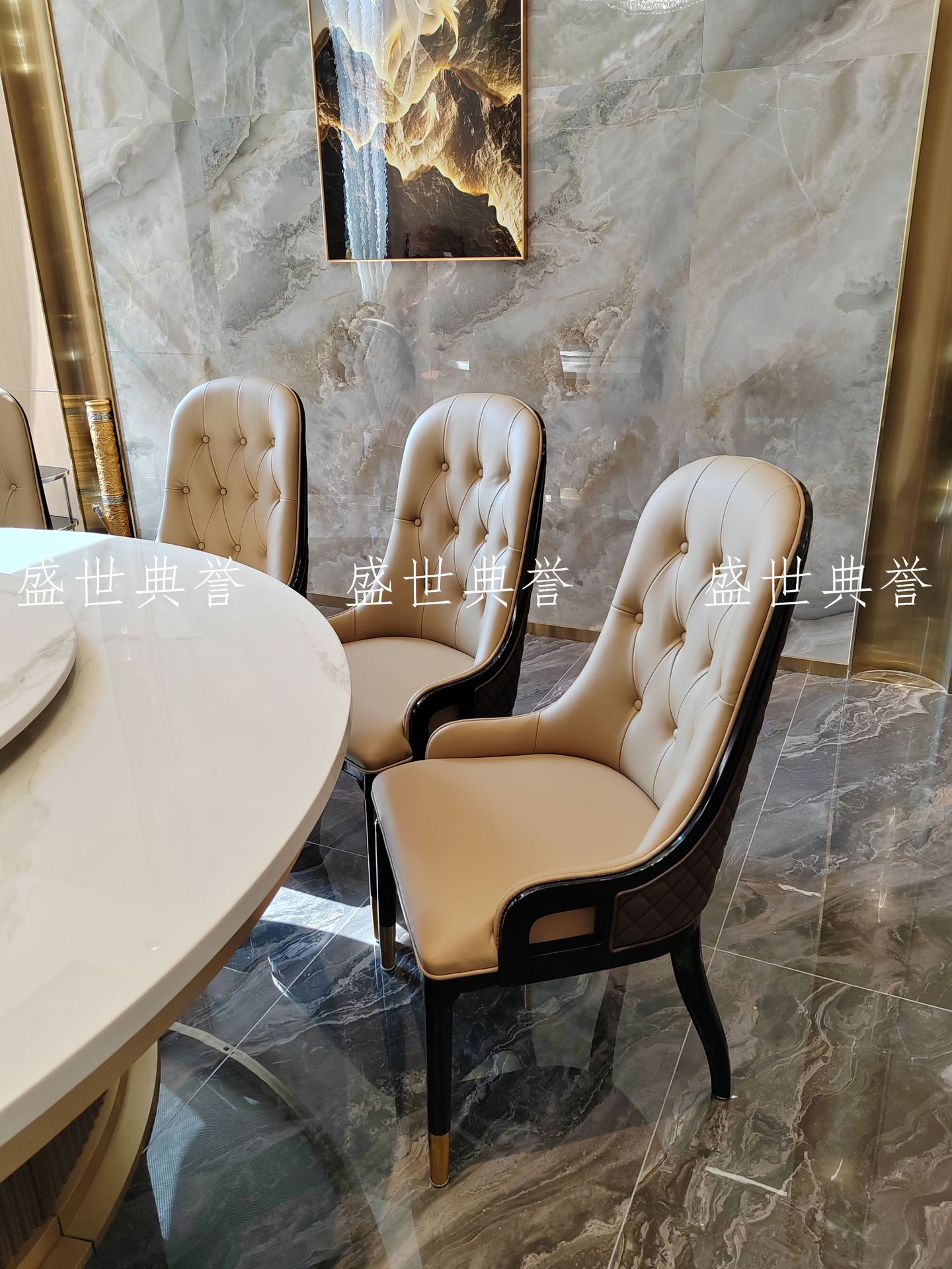 Solid wood dining tables and chairs for five-star hotels in Dalian, modern soft-padded chairs for seafood restaurants, and light luxury solid wood chairs for high-end clubs pic 2