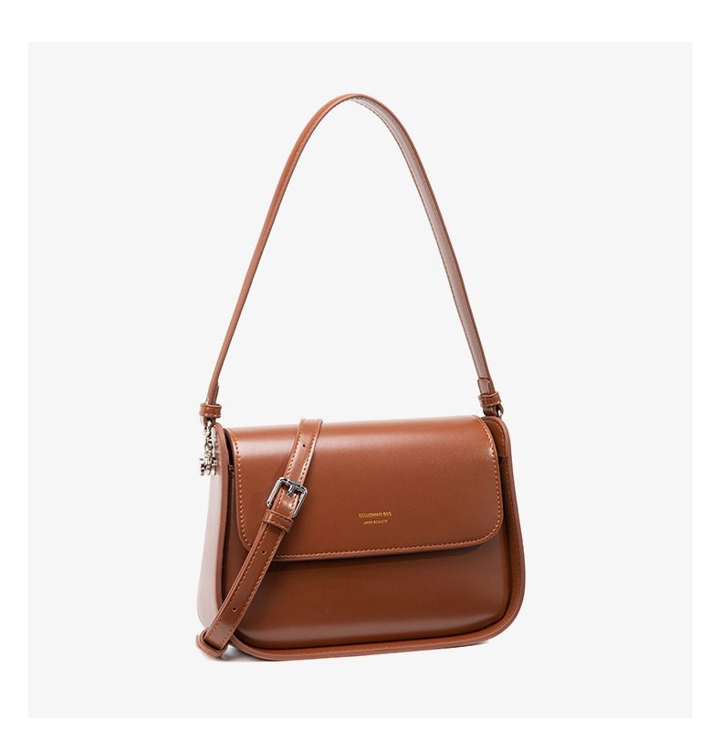 跨境新款2024秋季复古马鞍包小方包女百搭高档真皮感手提斜挎包包详情8