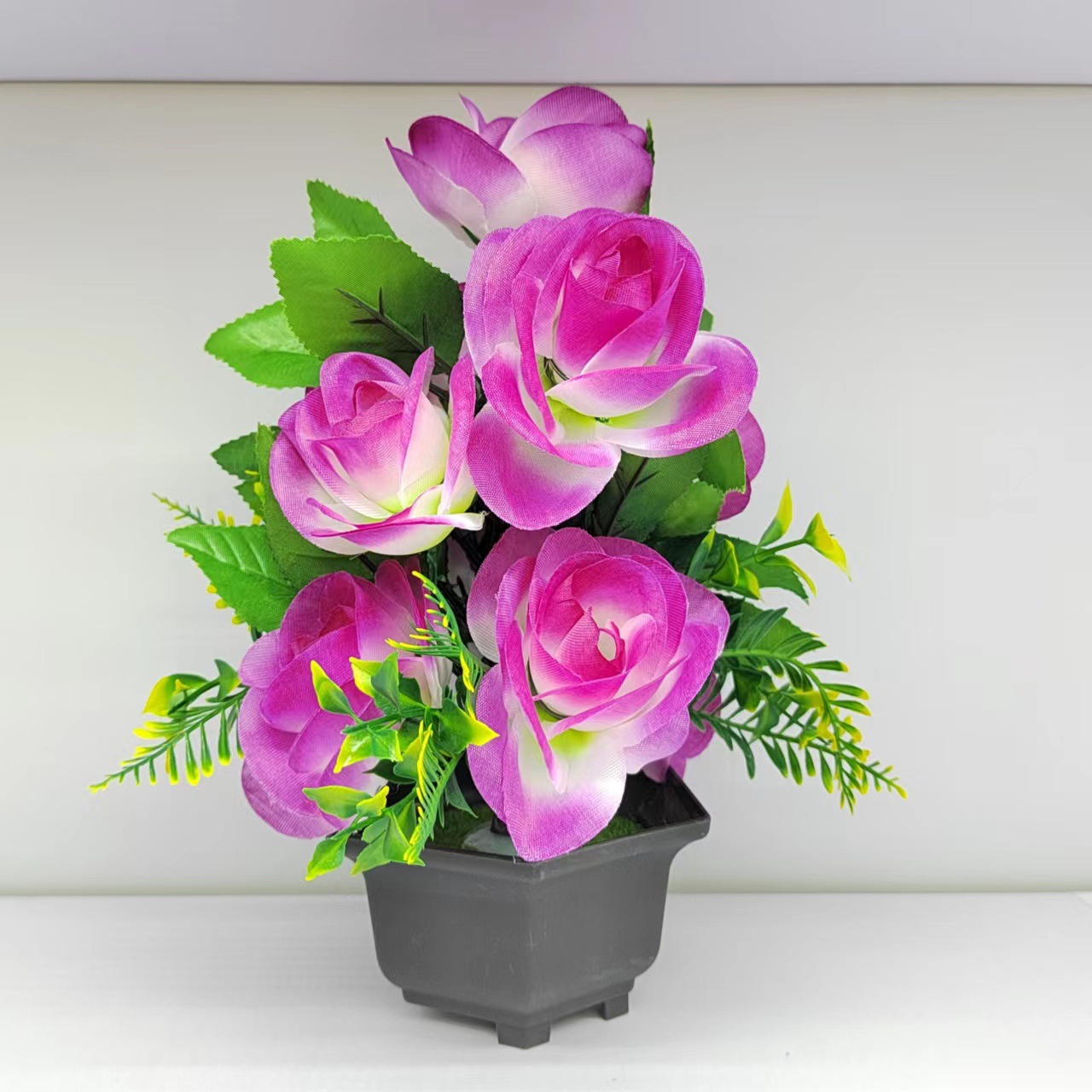 Nine-headed large rose bonsai decoration, realistic bonsai flower, home decoration, interior decoration, photography props pic 12