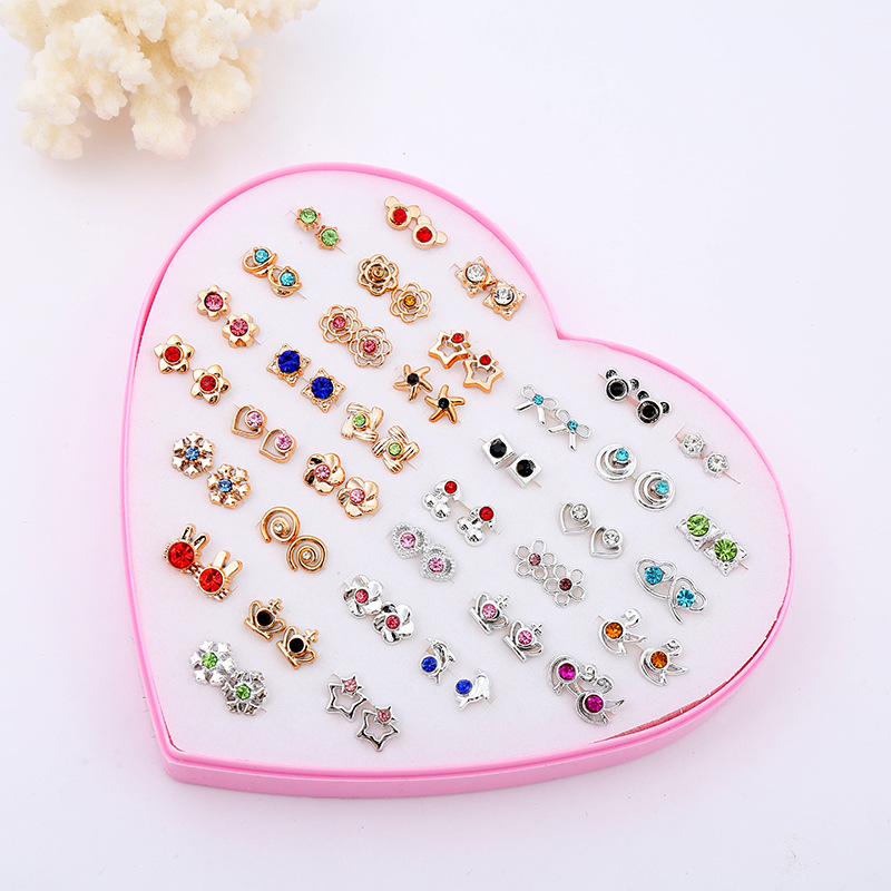 Korean version boxed ear studs in stock, student resin electroplated dot diamond jewelry earrings, student street stalls selling hot earrings wholesale pic 7