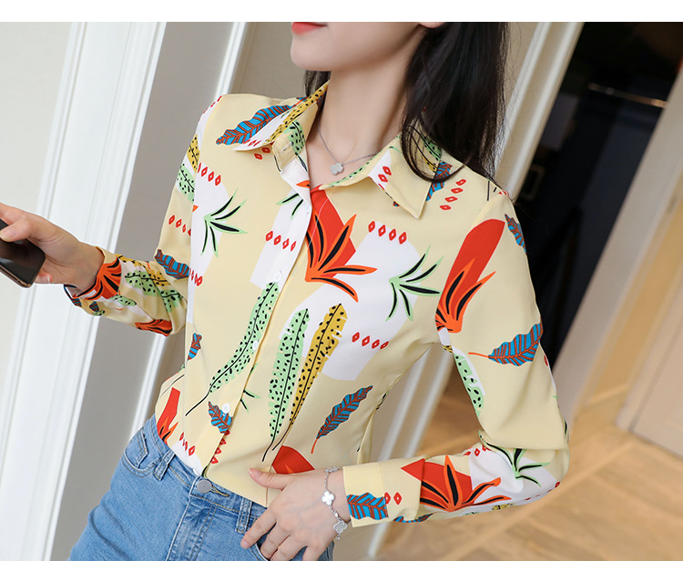 New spring and autumn Korean-style slim-fit shirt for women, long-sleeved printed striped trendy base layer, Hong Kong-style top for women pic 67