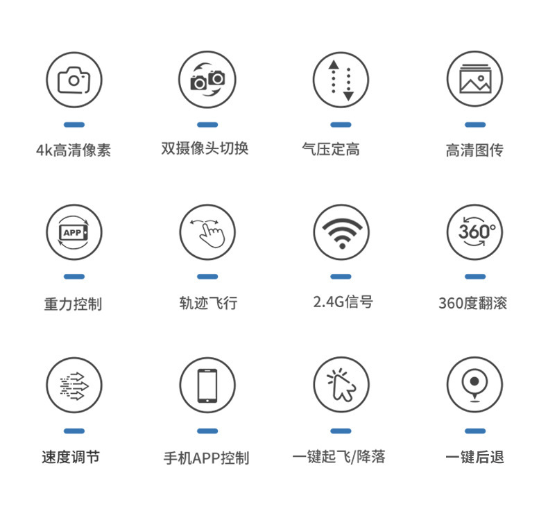 E99pro跨境DRONE4k高清航拍双摄像四轴飞行器气压定高遥控飞机K3详情7