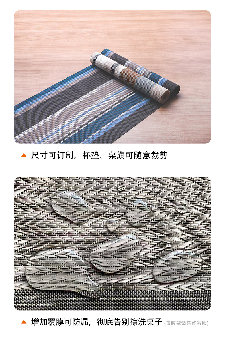 Ningxin Placemats, American-style simple striped eco-friendly PVC placemats, table heat insulation pads, bowl MATS and coasters, wholesale from the manufacturer pic 11