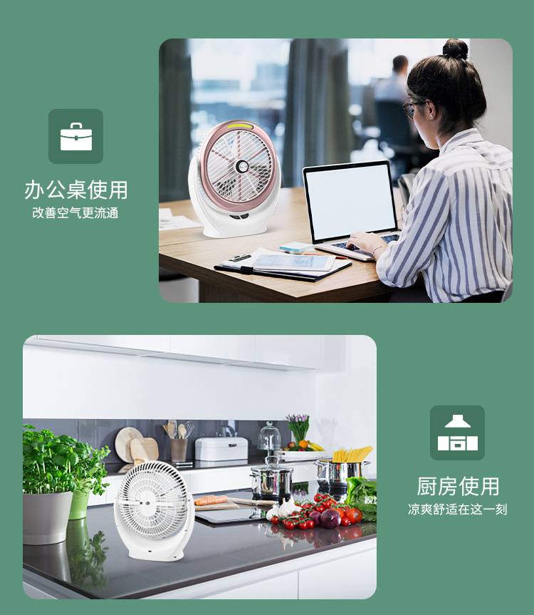 创意桌面风扇usb可充电小夜灯风扇家用办公室台式扇便携式低音小风扇户外电风扇LED多功能电风扇详情4