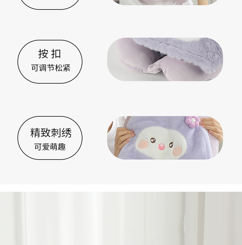 New cartoon hooded U-shaped pillow, plush hooded neck pillow, travel portable neck pillow, soft office nap pillow pic 10